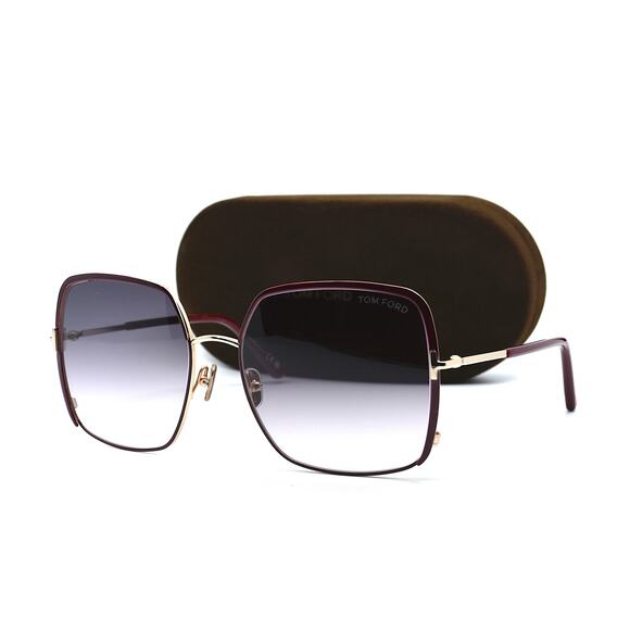 TOM FORD RAPHAELA TF1006 69W GOLD BURGUNDY SMOKE GRADIENT AUTHENTIC SUNG… - Picture 11 of 14